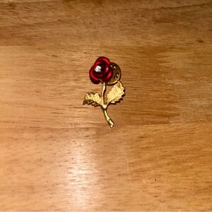 Elegant Red Rose Brooch